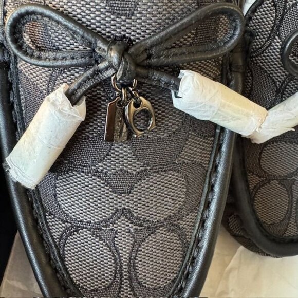 Coach Womens Signature Canvas Loafers Size 8.5 Black & Gray Slip-On Shoes - Picture 2 of 7